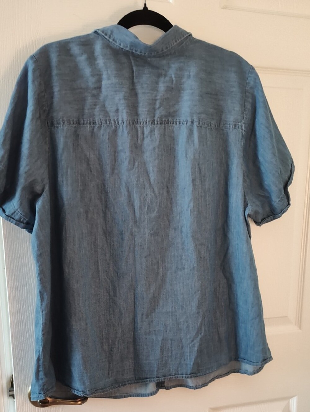 CJ Banks Light Blue Short-Sleeve Button-Down Shirt - Picture 4 of 4